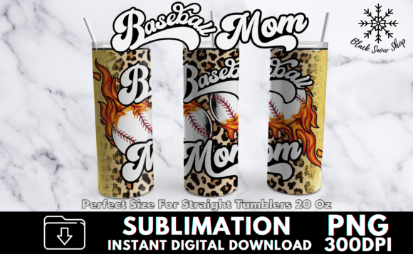 Baseball Mom Leopard Sublimation Tumbler