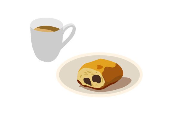Coffee Cup with Pain Au Chocolat