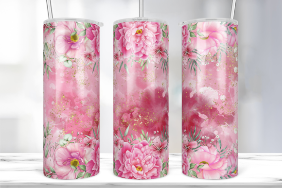 Floral Pink Peach 20oz Tumbler Wrap