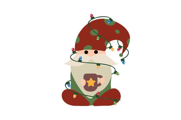 Gnome Holding a Cup of Coffee - Christmas Lights