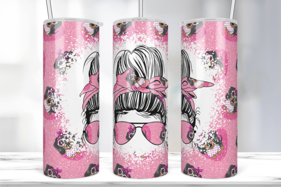 MOM Dog Pink Glitter 20oz Tumbler Wrap