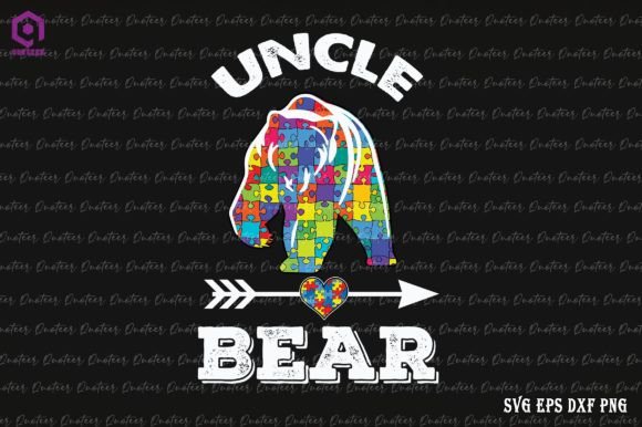 Uncle Bear Puzzle Piece Autism Family