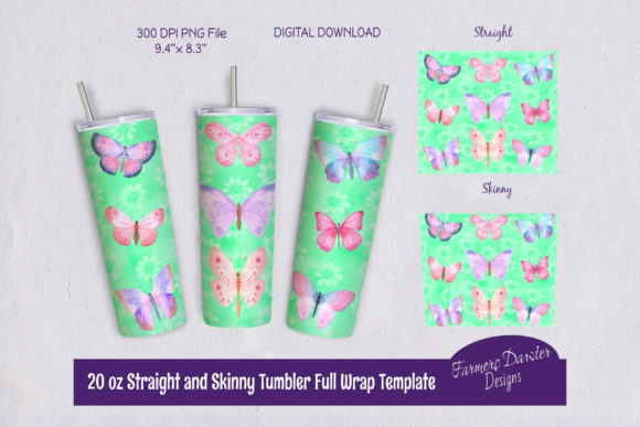 Watercolor Butterfly Full Tumbler Wrap