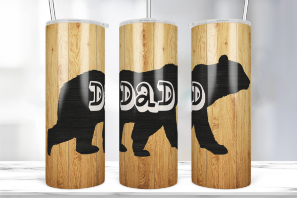 Wood Bear Dad 20 Oz Tumbler Wrap