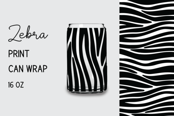 Zebra Print Can Wrap 16 Oz
